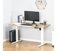 Vinsetto Bureau Électrique avec Moteur Bureau d'ordinateur Réglable en Hauteur Bureau Debout Panneau de Particules Naturel+Blanc 140x70x72-116cm