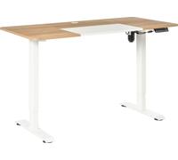 Vinsetto Bureau électrique Bureau informatique réglable en hauteur Bureau debout Table de bureau Support de bureau Métal Panneau de particules Nature+Blanc 140 x 70 x 72-116 cm