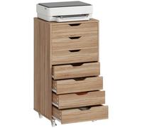 Vinsetto Caisson Bureau Mobile avec 7 Tiroirs 47,5 x 39,5 x 90 cm Chêne