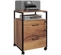 Vinsetto Caisson Bureau Mobile sur roulettes 44x40x66,5cm Brun Rustique