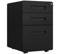 Vinsetto Caisson bureau mobile verrouillable, meuble rangement bureau à roulette avec 3 tiroirs et étui à crayons amovible, organisateur pour documents, format A4 ou lettres, 39 x 48 x 59 cm, noir
