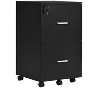 Vinsetto Caisson de Bureau avec 2 tiroirs verrouillables, Rangement de Bureau à roulettes, Meuble de Bureau en Bois, 43 x 45 x 72 cm, Noir