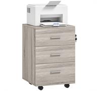 Vinsetto Caisson de Bureau avec 3 Tiroirs Roulettes Serrure 2 Clés Meuble Classeur Mobile pour Bureau Salon 40x40x61,5 cm Gris