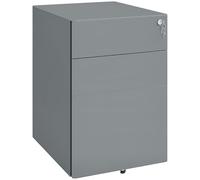 Vinsetto Caisson de Bureau Rangement Bureau sur roulettes 3 tiroirs coulissants verrouillables trieur à dossiers dim. 39L x 48I x 59H cm Acier Gris