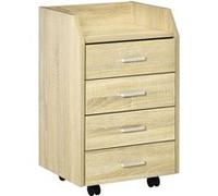 Vinsetto Caisson de bureau sur roulettes 4 tiroirs coulissants MDF aspect chêne clair