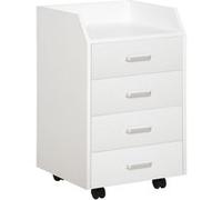 Vinsetto Caisson de bureau rangement bureau sur roulettes 4 tiroirs coulissants plateau à rebord MDF panneaux particules blanc Blanc G