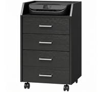 Vinsetto Caisson de bureau rangement sur roulettes 4 tiroirs coulissants en bois 40 x 36 x 65 cm noir