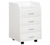 Vinsetto - Caisson de bureau sur roulettes - 4 tiroirs, MDF et panneaux de particules, blanc