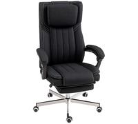 Vinsetto Fauteuil de bureau Manager Grand Confort — Dossier inclinable repose-pied — Tissu noir