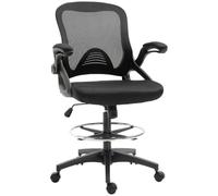 HomCom Chaise de bureau ergonomique – Dossier maille, repose-pieds, hauteur réglable, pivot 360°, Noir