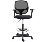 Vinsetto Chaise bureau ergonomique, chaise de dessin, repose-pieds, dossier en maille, hauteur réglable, 60x56x110-132cm, noir