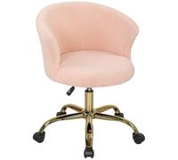 Vinsetto Chaise Bureau Ergonomique en Polaire Teddy Chaise Coiffeuse Rose