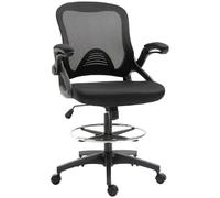 HomCom Chaise de bureau ergonomique – Dossier maille, repose-pieds, hauteur réglable, pivot 360°, Noir
