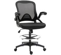 Vinsetto Chaise Bureau Ergonomique, Fauteuil de Bureau avec Repose-Pieds, Chaise de Dessin à Dossier en Maille, Hauteur réglable, accoudoirs, Assise rembourrée et pivotante 360°, Noir