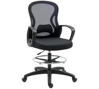 Vinsetto Chaise de bureau ergonomique - maille, repose-pieds, soutien lombaire, pivotant 360°, noir