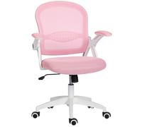 Vinsetto Chaise de Bureau à Bascule, accoudoirs réglables, Hauteur réglable, Chaise de Bureau avec Dossier en Maille, roulettes et Assise rembourrée, 65,5x61,5x88-97,5 cm, Rose