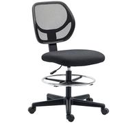 Vinsetto Chaise de Bureau Assise Haute Fauteuil de Bureau en Maille Assise Ergonomique Hauteur réglable 50-70 cm avec Repose-Pied pivotant 360° Noir