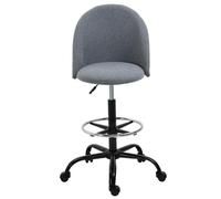 Vinsetto Chaise de Bureau Assise Haute Réglable Lin 105-125H cm Gris | Tabouret de bureau, Pivotant 360°