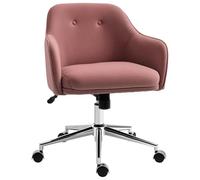 Vinsetto Chaise de bureau avec fonction bascule, chaise de bureau ergonomique réglable en hauteur, roues pivotantes à 360°, toucher velours, polyester, nylon rouge, 61 x 59 x 80,5 à 90,5 cm