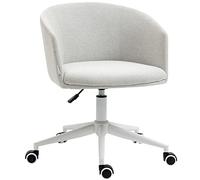Vinsetto Chaise de bureau avec hauteur réglable, roulettes et assise pivotante à 360° en tissu, 56x56x72-82cm, gris clair