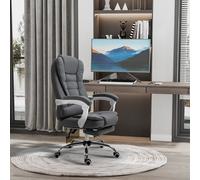 Vinsetto Chaise de bureau avec repose-pieds, fauteuil direction, dossier réglable, revêtement en lin, gris