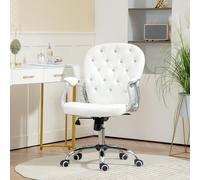 Vinsetto Chaise de Bureau, Chaise de Bureau Ergonomique avec Accoudoir, Dossier Rembourré Blanc