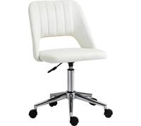 Vinsetto Chaise de bureau Chaise de bureau Réglable en hauteur 360° pivotant Forme coquille Saint-Jacques avec ligne de couture-Design Mousse Polyester velouté Beige 49 x 60 x 79-91 cm
