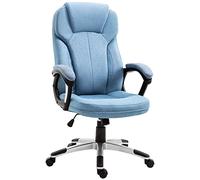 Vinsetto Chaise de bureau Chaise d'ordinateur Chaise pivotante réglable en hauteur Fonction bascule avec appui-tête et accoudoirs rembourrés Ergonomique Bleu clair Lin 66 x 75 x 110-120 cm