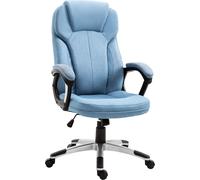 Vinsetto Chaise de bureau Chaise d'ordinateur Chaise pivotante réglable en hauteur Fonction bascule avec appui-tête et accoudoirs rembourrés Ergonomique Bleu clair Lin 66 x 75 x 110-120 cm