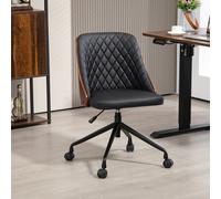 Vinsetto Chaise de Bureau Chaise Pivotante à Domicile Chaise de Bureau Ergonomique Réglable en Hauteur Roulettes Mousse PU Noir 48,5x54,5x81-87 cm