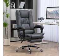 Vinsetto Chaise de bureau de massage avec fonction de massage, y compris repose-pieds, réglable en hauteur, 64 cm x 70 cm x 118 cm, Gris foncé
