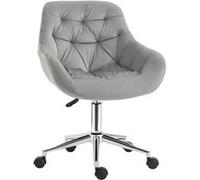 Vinsetto Chaise de Bureau Design Contemporain pivotante 360° Ergonomique Hauteur réglable revêtement capitonné Velours Grand Confort 59 x 58 x 90 cm Gris