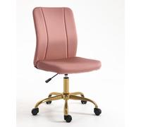 Vinsetto Chaise de Bureau Design Contemporain Fauteuil pivotant 360° Ergonomique Dossier incurvé Hauteur réglable revêtement Velours 56 x 60 x 102 cm Rose et doré