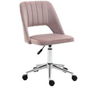 Vinsetto Chaise de Bureau Design Contemporain pivotante 360° Ergonomique Dossier strié aéré Hauteur réglable revêtement Velours 49 x 60 x 91 cm Rose