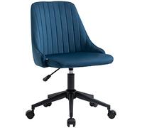 Vinsetto Chaise de Bureau Design Contemporain pivotante 360° Ergonomique Dossier strié Hauteur réglable revêtement Velours 50 x 58 x 87 cm Bleu