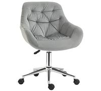 Vinsetto Chaise de Bureau Design Contemporain pivotante 360° Ergonomique Hauteur réglable revêtement capitonné Velours Grand Confort 59 x 58 x 90 cm Gris