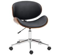 Vinsetto Chaise de Bureau Design Vintage Hauteur réglable siège pivotant 360° piètement chromé Bois peuplier revêtement synthétique 53L x 53P x 77-87H cm Noir