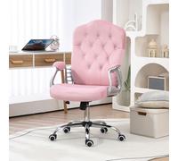 Vinsetto Chaise de Bureau, dossier inclinable, hauteur réglable, aspect velours, jusqu'à 120 kg, Rose