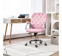 Vinsetto Chaise de Bureau en Velours avec Hauteur Ajustable Reposabrazos et Décorations en Diamants 59,5x60,5x93-103 cm Rose