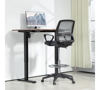 Vinsetto Chaise de Bureau Ergonomique avec Accoudoirs et Repose-Pieds Réglable en Hauteur Tissu Mesh Gris