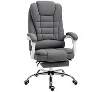 Vinsetto Chaise de bureau avec repose-pieds, fauteuil direction, dossier réglable, revêtement en lin, gris