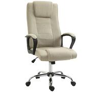 Vinsetto Chaise de bureau ergonomique avec appuie-tête, hauteur réglable, aspect lin, pivotante, pour la maison et le bureau, beige