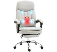 Vinsetto Chaise de Bureau Ergonomique avec Fonction Massage, Chaise de Bureau Ergonomique avec Fonction allongée, Massage par Vibration, Hauteur réglable, avec Coussin Lombaire, Repose-Pieds pivotant