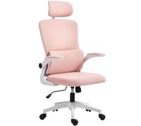 Vinsetto Chaise de Bureau Ergonomique avec Support Lombaire, accoudoirs rabattables et Appui-tête réglable, Chaise de Travail pivotante et inclinable avec Dossier Haut et Hauteur réglable, Rose