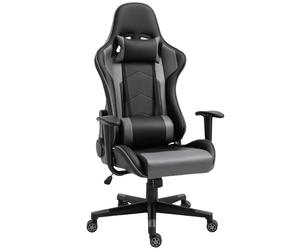 Vinsetto chaise de bureau ergonomique, chaise gaming, chaise pivotante, similicuir, mousse, noir, 67,5 x 74x 126-136 cm