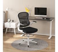 Vinsetto Chaise de Bureau Ergonomique en Tissu Respirant avec Hauteur Réglable et Accoudoirs Rabattables, 59x65x110-130 cm