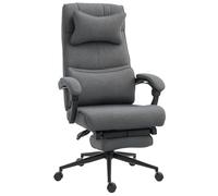 Vinsetto Chaise de bureau ergonomique et rembourrée en hauteur réglable avec accoudoirs, appuie-tête, repose-pieds et 5 roues, 66 x 69 x 115 - 123 cm, gris