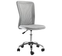 Vinsetto Chaise de bureau ergonomique – hauteur réglable, piètement chromé, pivot 360°, maille gris