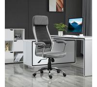 Vinsetto Chaise de Bureau Ergonomique Pivotante, Hauteur Réglable et Balancement, Fauteuil en Tissu à Maille 65x67x119-129cm Gris