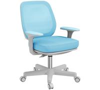 Vinsetto Chaise de bureau ergonomique réglable en hauteur avec dossier respirant, chaise de bureau en tissu en maille, 55 x 48 x 82,5 - 94,5 cm, bleu clair